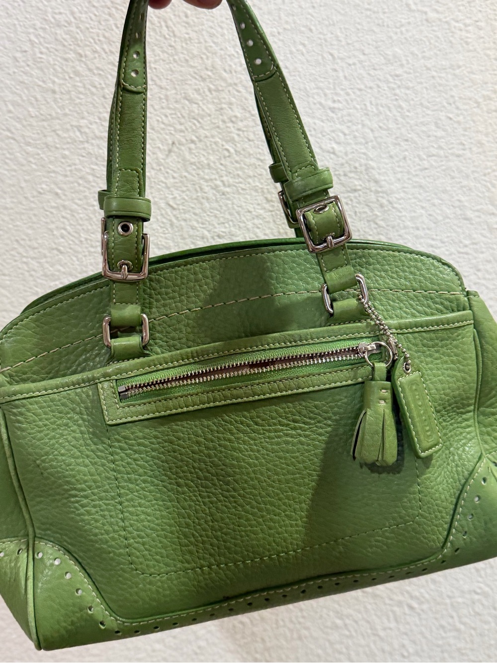 Green Leather Tote Handbag - Women Bags